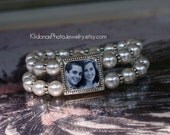 Wedding Bracelet, Mother of the Bride, Photo Bracelet, Bridal Bracelet, Photo Jewelry, Pearl Bracelet