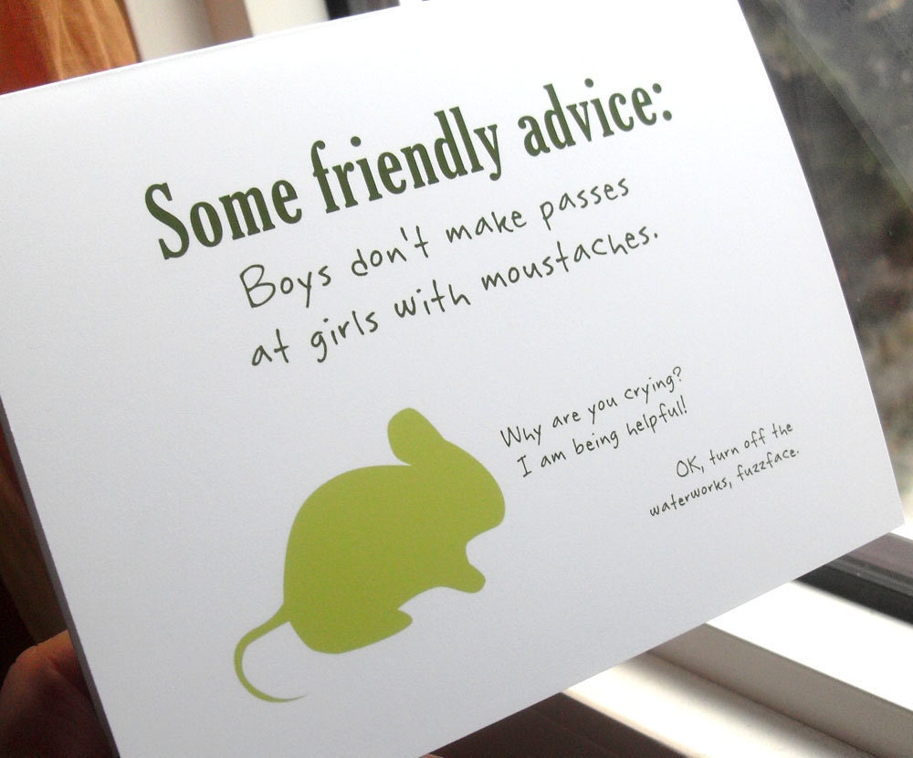 Mustaches - Funny card friend, sister, BFF, girl (WG145 )