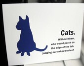 funny card - cat in the bathroom - friends, animal lovers, thank you (WG161)