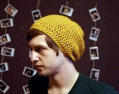 Mustard Yellow Wool-Blend Slouchy Beanie