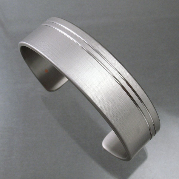 Pinstripe Classic Stainless Steel Cuff Bracelet