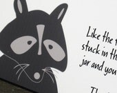 Funny raccoon card - thank you for a friend  (WG177)