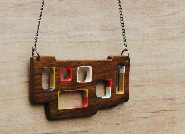 Modern Walnut Wood Pendant