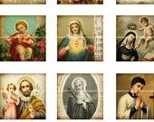 Holy Cards III Inchies 1x1 square digital collage sheet for jewelry religious art 25.4mm 1x1 inch antique victorian edwardian color