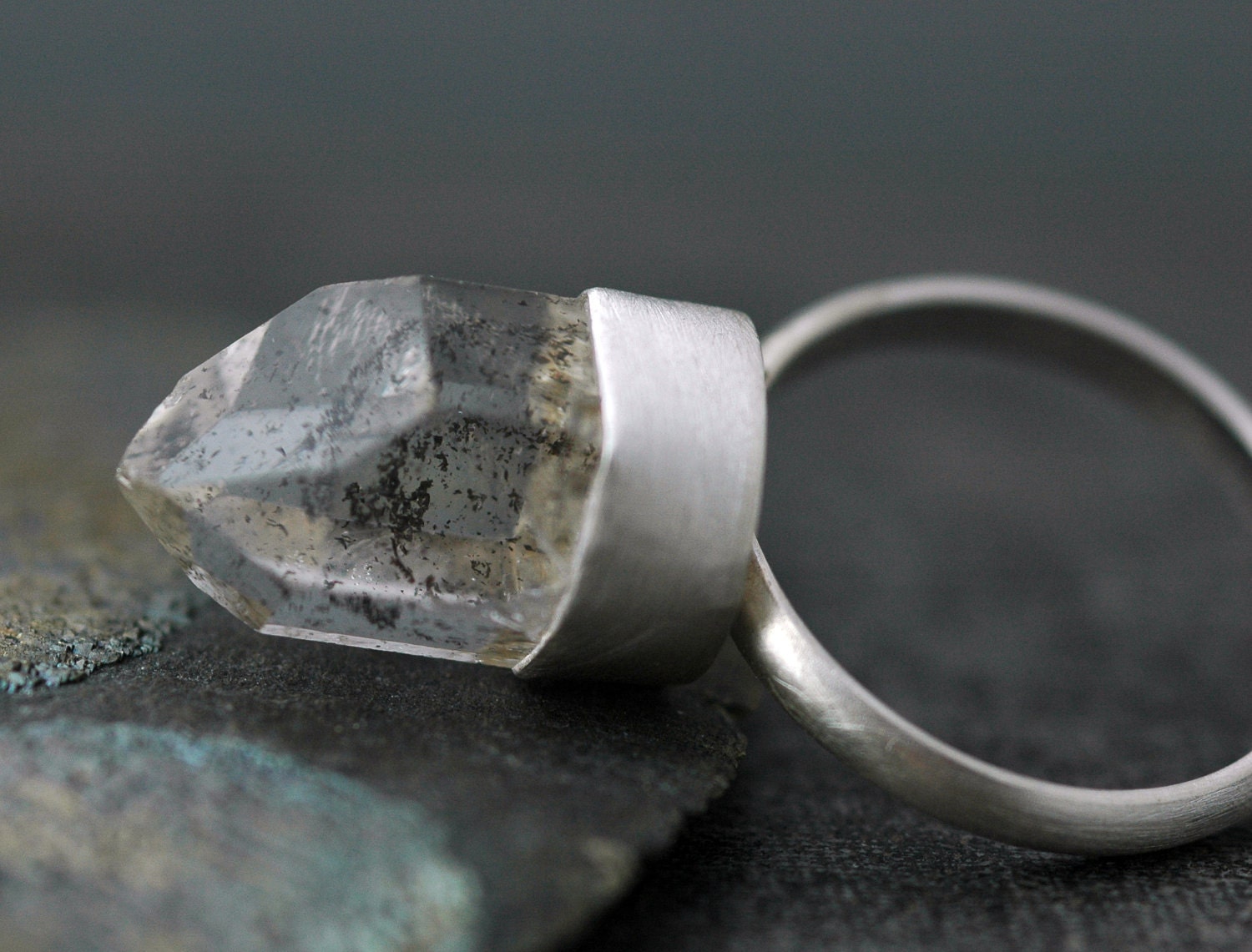 Tibetan Quartz Crystal in Sterling Silver Ring