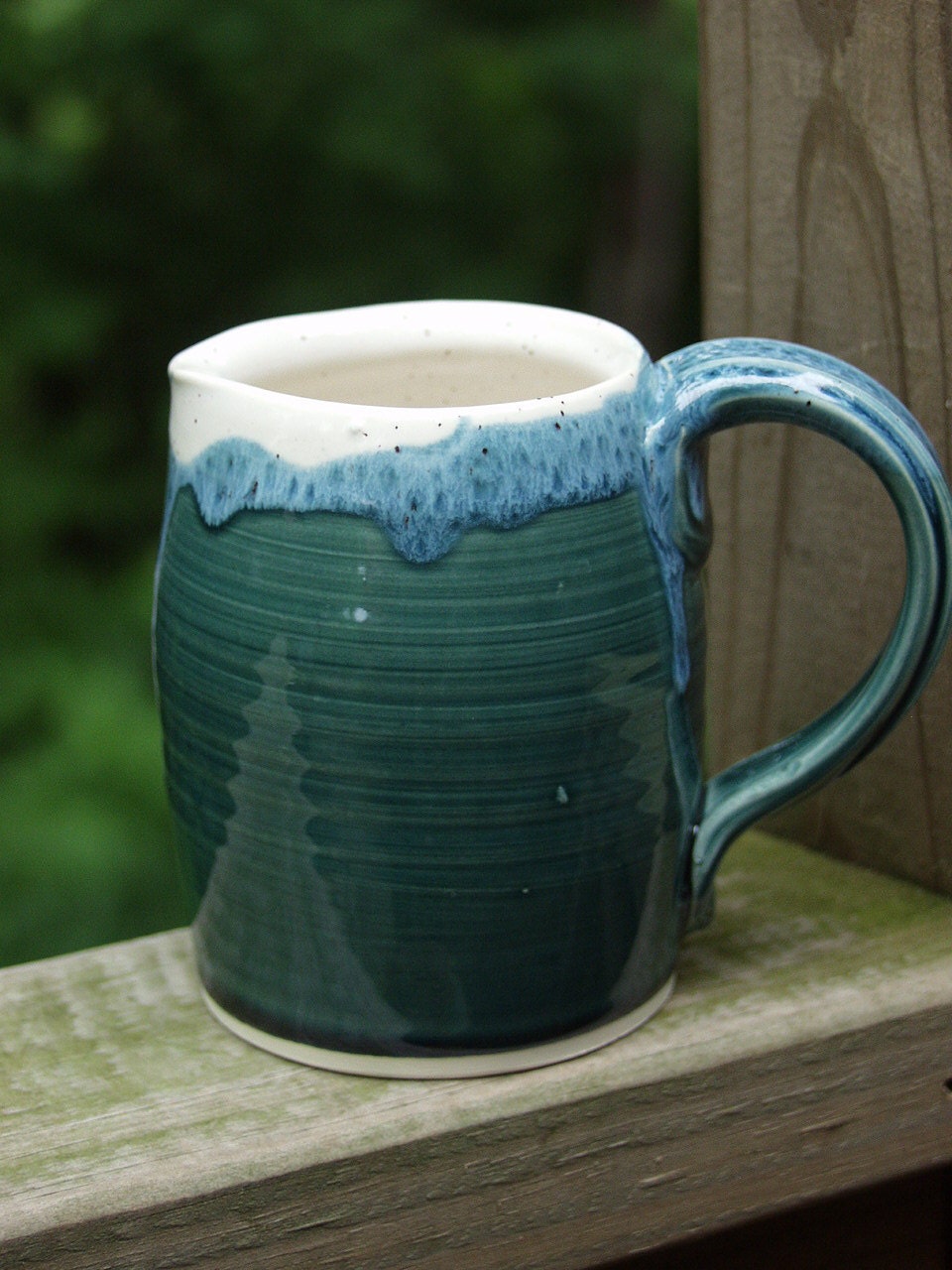 Small Pitcher Decanter Creamer Peacock and Speckeled White