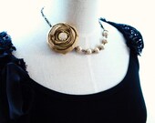 Bridesmaids Occasion Golden Mocha Statement Necklace Set - The Mariette