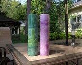 Palm Feather Round Pillar Candle 12 Inch Tall Select Colors and Fragrance