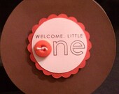 Welcome Little One - Round Baby Card (Brown and Dark Orange)