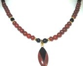 Red Jasper and black onyx necklace