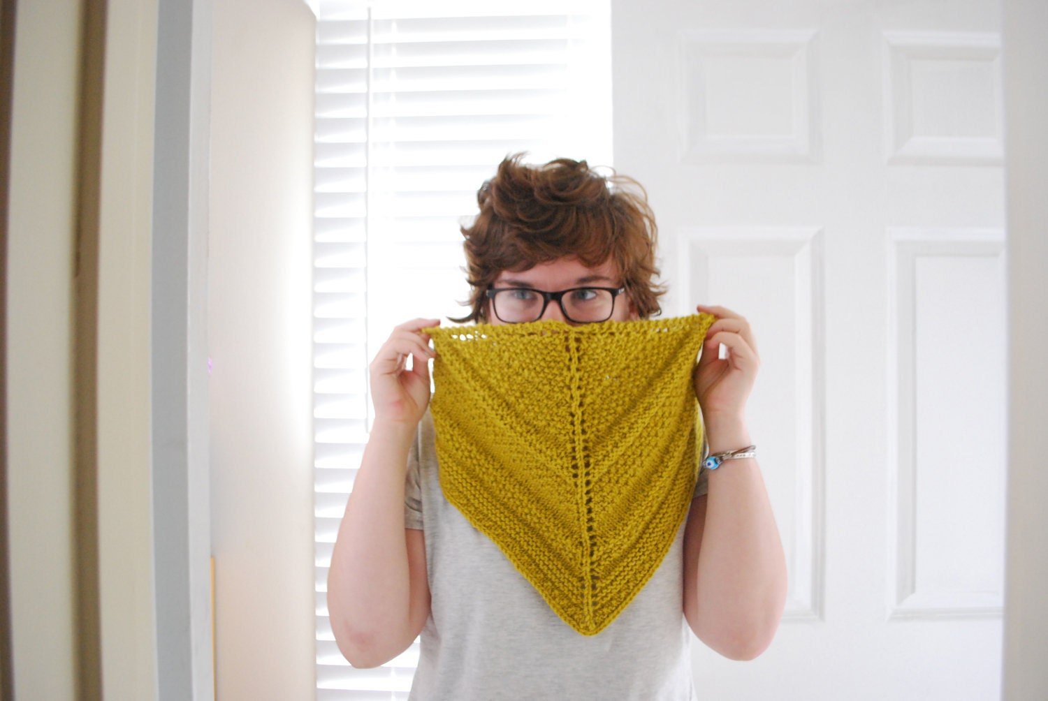 Mustard Textured Triangle Shawlette