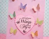 Handmade Greeting Card with Pocket--Butterflies Encouragement
