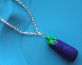 Polymer Clay Eggplant Vegetable Necklace