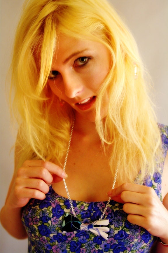 Blue Flower Bow Necklace
