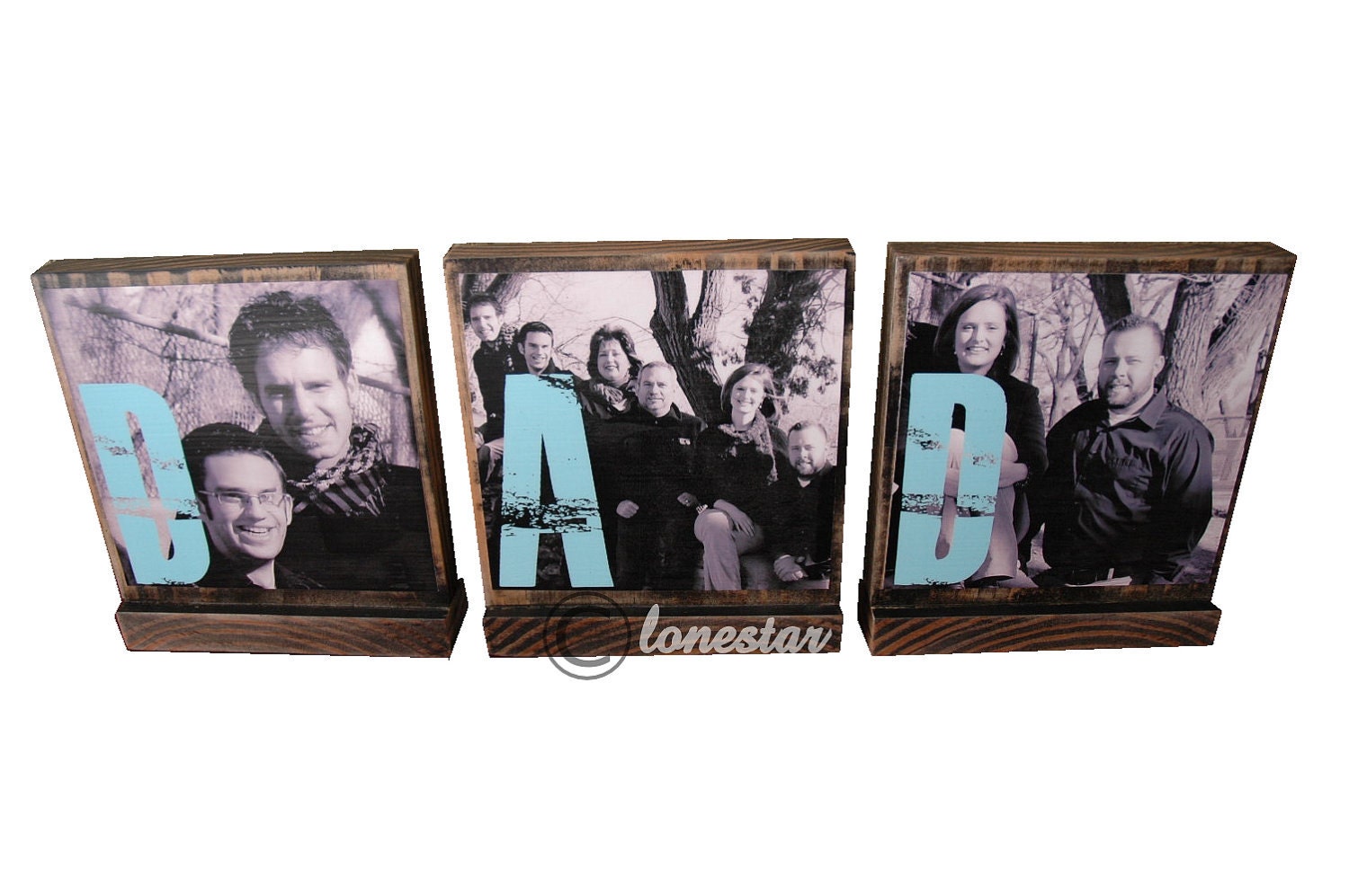 PHOTO GIFTS for DAD-Set of 3 Extra Large Personalized Dad Wooden Photo Blocks  for Fathers Day -Any letters,pictures are possible