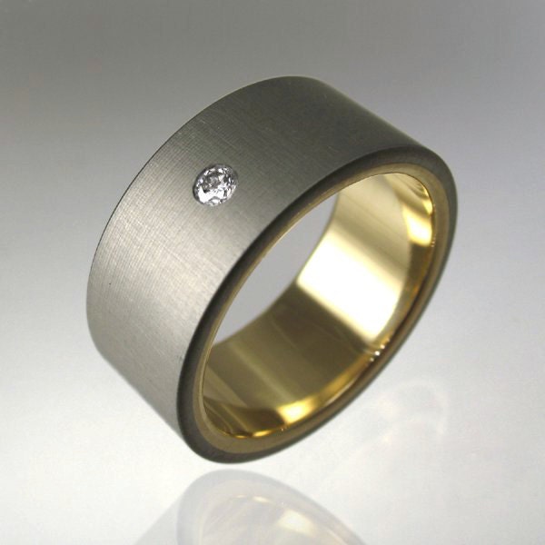 Fused Gold Titanium Diamond Wedding Ring