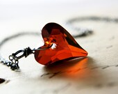 Ardor Necklace Red Swarovski Crystal Heart Pendant Sterling Silver Fashion Under 50 Gifts