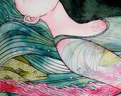 Ocean Illustration "Harmony With Nature" Archival Giclee Print 22 in x 15 in