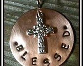 Blessed Cross Copper Stamped Pendant