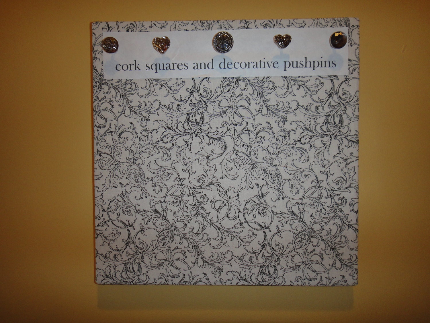 Ivory and Black Swirls Cork Square