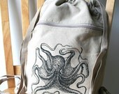 Octopus Backpack Canvas Screen Printed