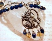 Victorian Style Silver Cameo Lady Silhouette Chandelier Necklace