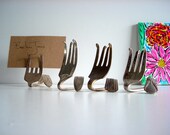 Set of 4 Place Card Holders - Vintage Silver Forks