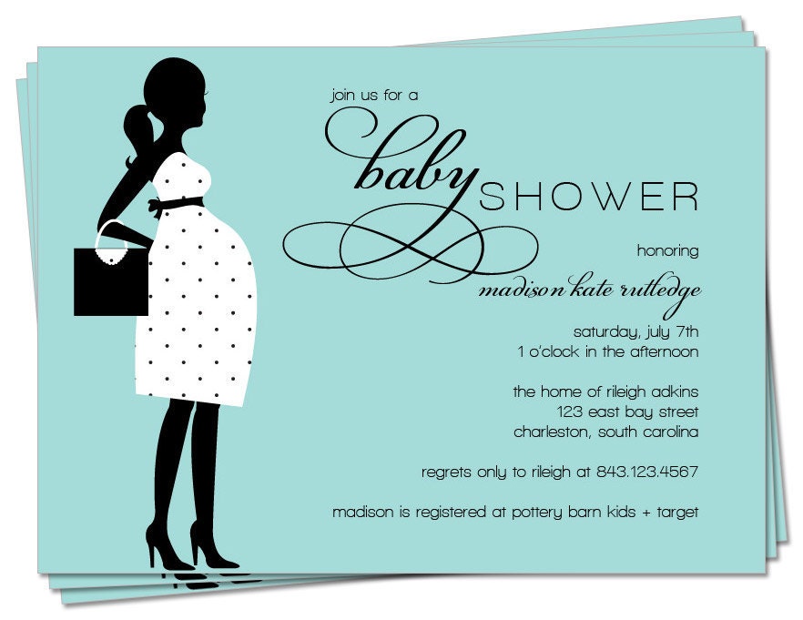 PRINTABLE - Baby Shower Invitation, Pregnant Silhouette - Available in any color (Chic Mama)