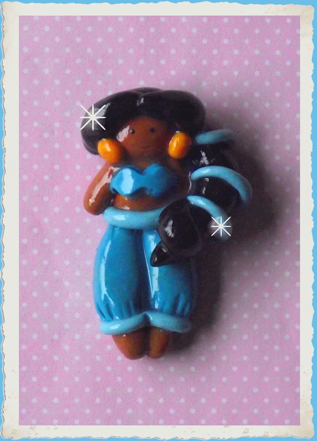 Jasmine polymer clay bead /hair-bow center/charm