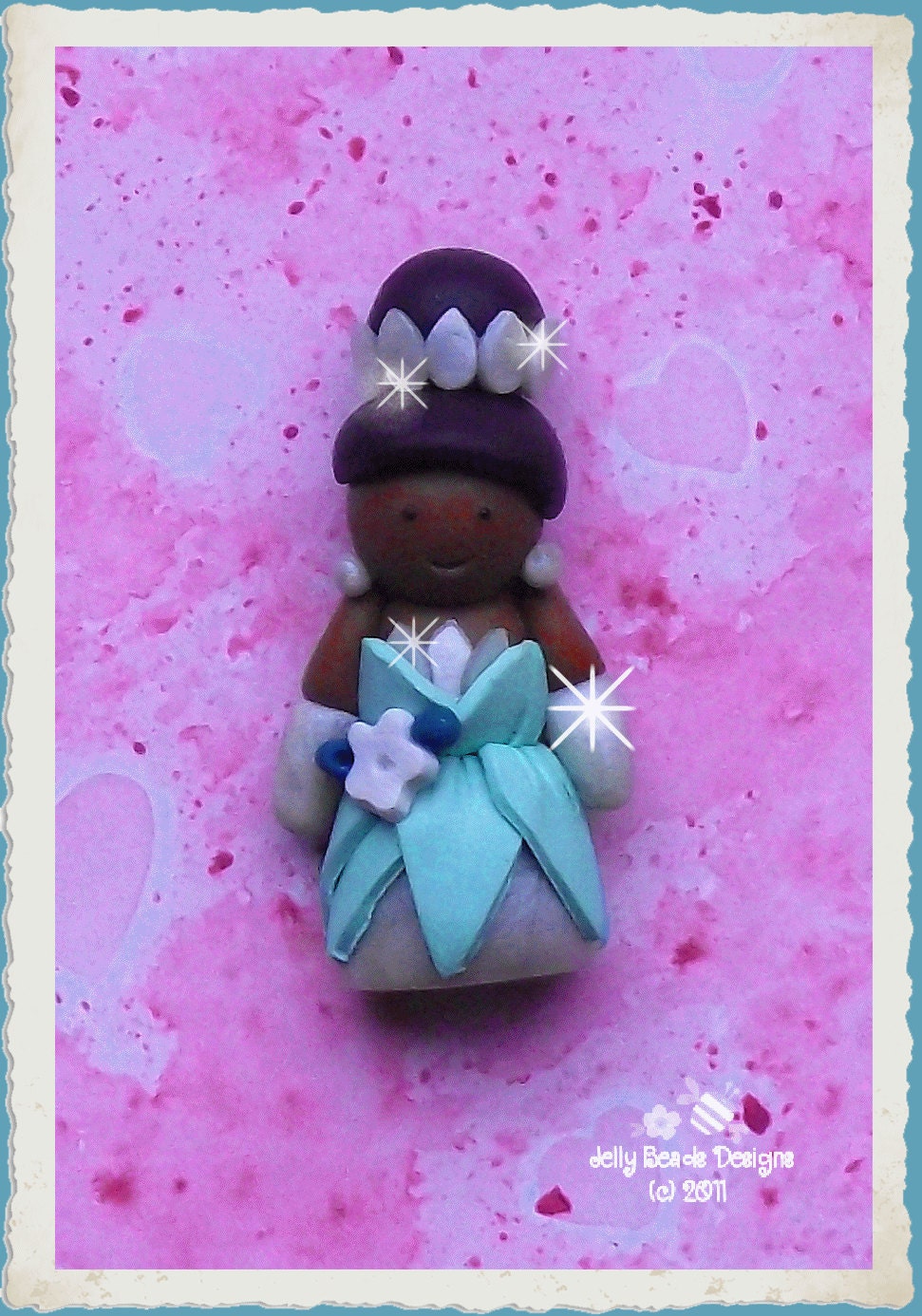 The Frog Princess polymer clay bead/hair bow center/charm