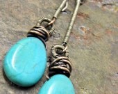 Casual Friday, Turquoise, Copper, and Sterling Silver earrings, ThePurpleLilyDesigns