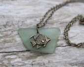 Black Friday and Cyber Monday Sales Just Keep Swimming Sea Glass Necklace