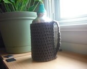 Handled Bottle Cozy in Warm Brown--Large