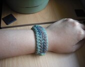 Double Button Skinny Crochet Bracelet in Camo Green By Dizzy Owl