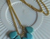 Turquoise Drops Necklace--Long