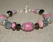 Stunning Pink and Brown Gemstone Bracelet by MixedMediaDesigns1