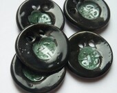 Black and Green Ceramic Buttons