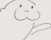 Cute Hawaiian Monk Seals ink on paper, 2 original drawings