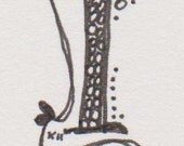 Hand-drawn capital letter I for papercrafting or framing, ink on paper