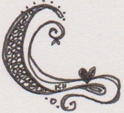 Hand-drawn capital letter C for papercrafting or framing, ink on paper
