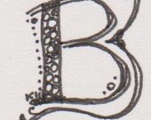 Hand-drawn capital letter B for papercrafting or framing, ink on paper