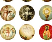 Antique Catholic Holy Cards IV  Digital Collage 1 inch size 25mm circle for altered art collage mixed media
