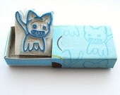 Zombie Cat Hand Carved Stamp - Carved and Boxed