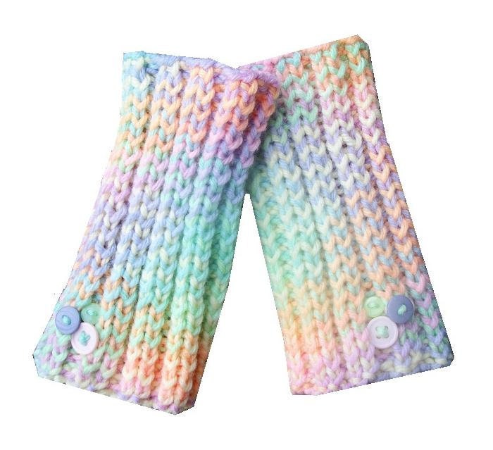 SALE pastel fingerless gloves - Iris - hand knit in faded rainbows