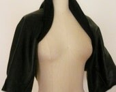 MARIA SEVERYNA Draped Black Leather Jacket Shrug - Available in many colors