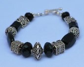 Elegantly Classic Onyx and Sterling Silver Bracelet by MixedMediaDesigns1