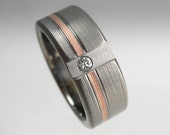 Rose Gold Wedding Band Titanium Diamond