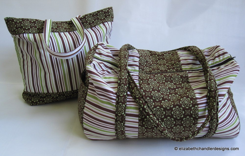 Weekender Duffel and Tote Set - Green & Brown