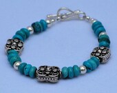 The Sky's the Limit Turquoise and Sterling Silver Bracelet by MixedMediaDesigns1