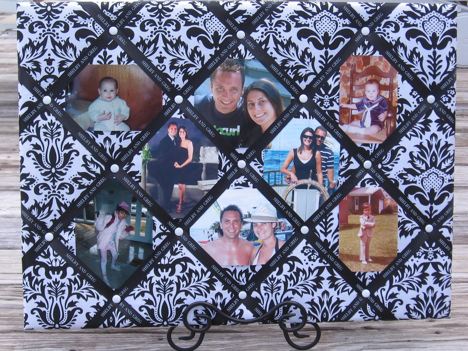 Black and White Damask Memory Board